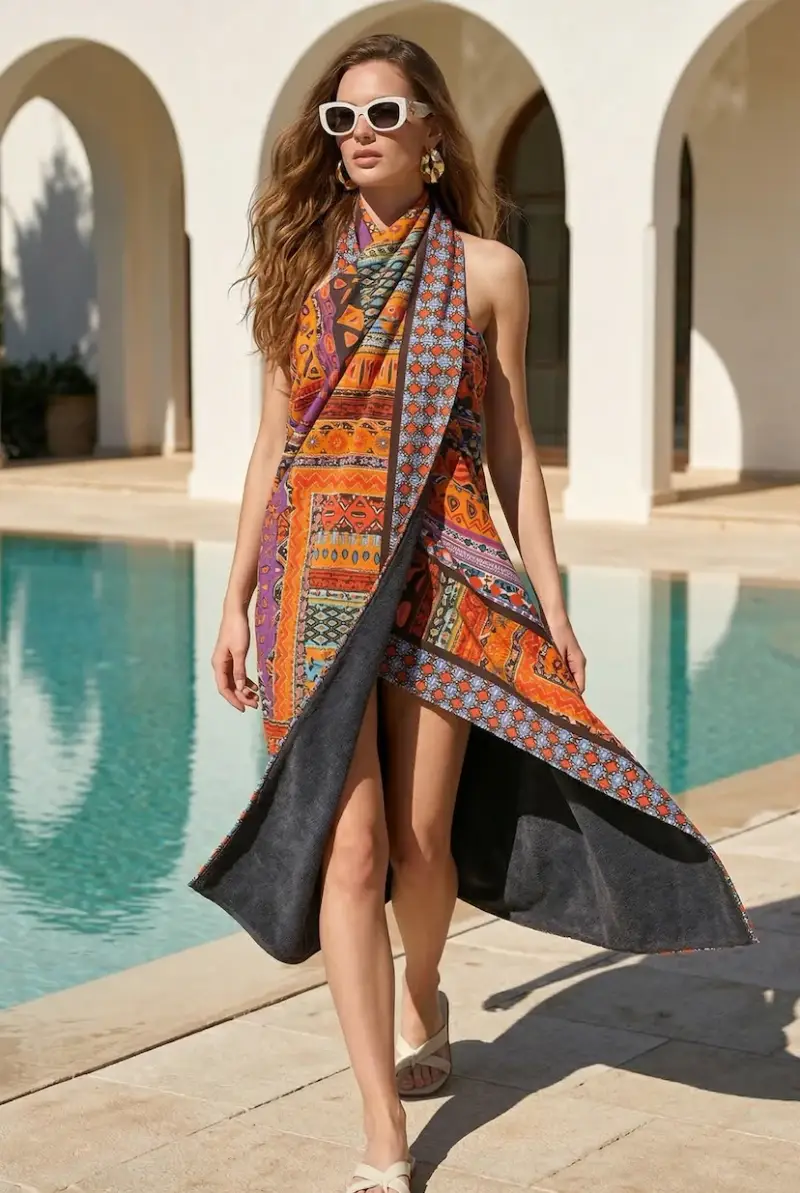Iconique TELO MARE FANTASIA ETNICA | Colore Arancio