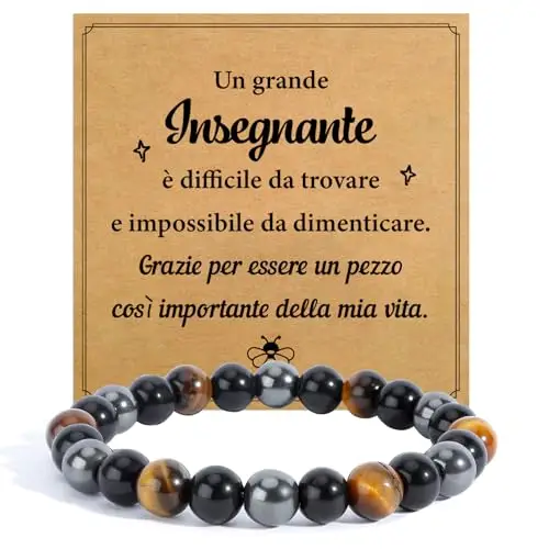 SereneGLow Idee Regalo Insegnanti Regalo Maestro Maschio Fine Anno Bracciale Pietre Naturali Regali per Insegnanti Festa dei