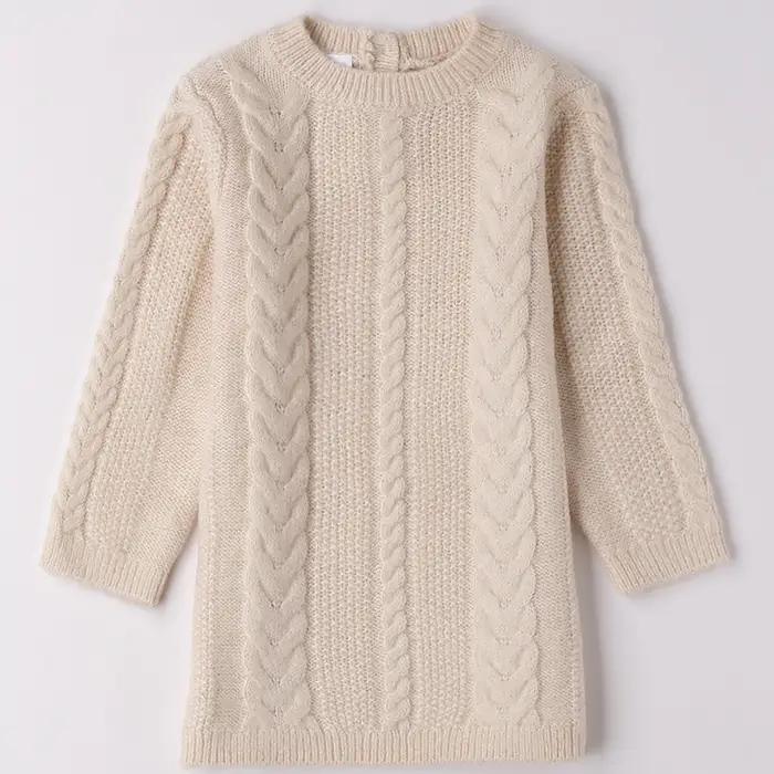 Ido Abito tricot con trecce sand 4f376 bambina sand