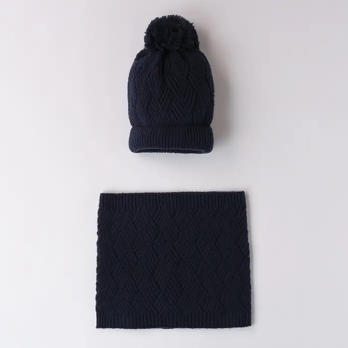 Ido Completo cuffia e scaldacollo 4f708 bambino navy