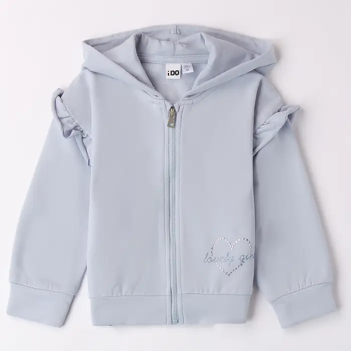 Ido Felpa aperta con cappuccio 4b358 bambina azzurro