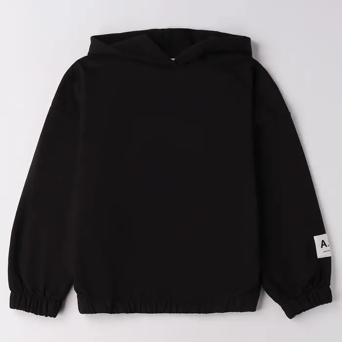 Ido Felpa chiusa con cappuccio tinta unita 4f547 ragazza nero