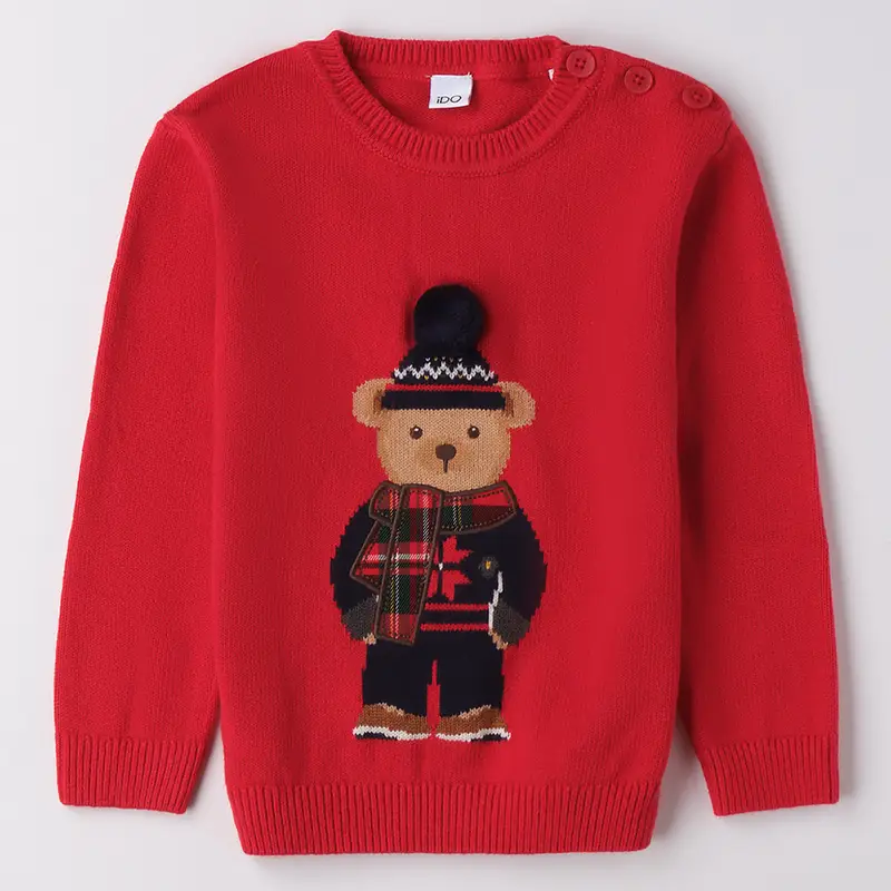 Ido Maglione girocollo orsetto 4f221 neonato rosso