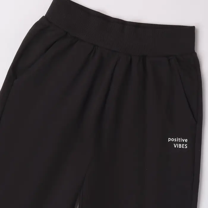 Ido Pantalone lungo di cotone con polso 4 8026 ragazza nero