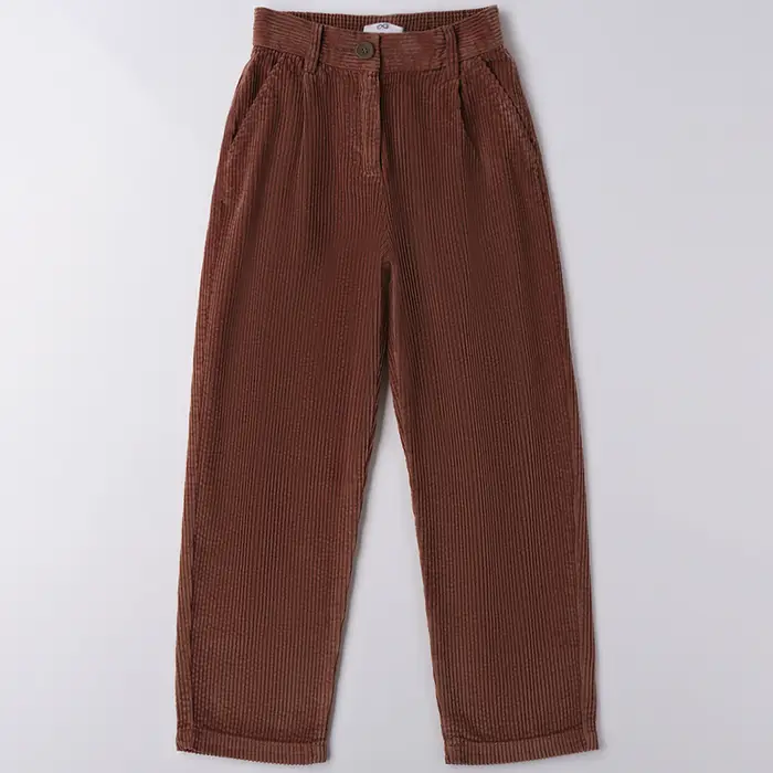 Ido Pantalone vita alta in velluto 4f871 ragazza marrone