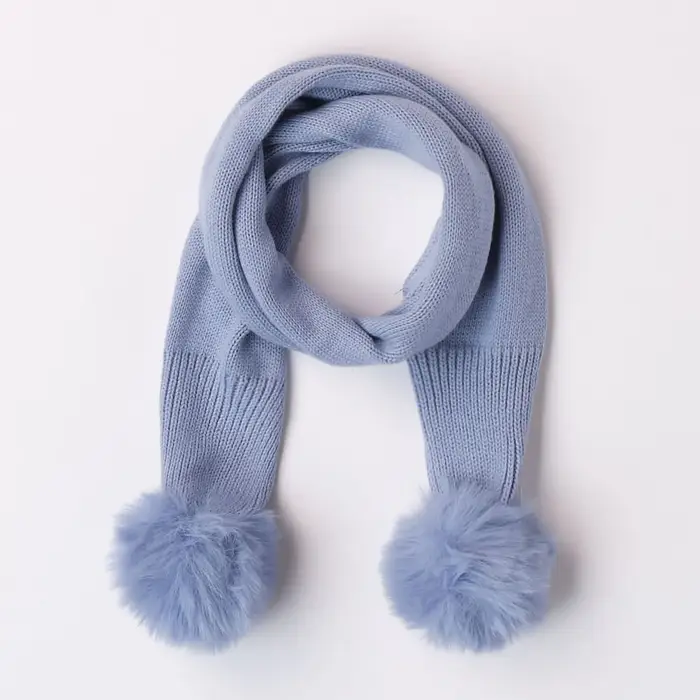 Ido Sciarpa con pompon 4 7058 bambina azzurro