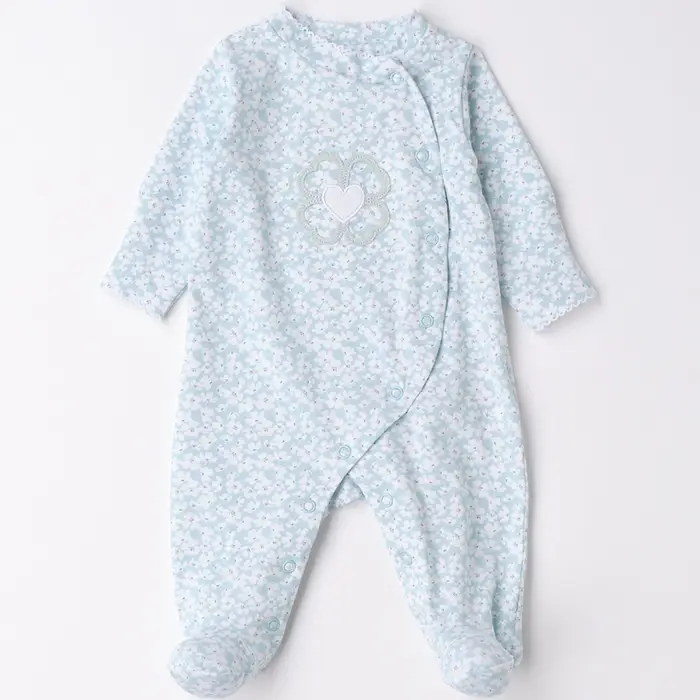 Ido Tutina intera in cotone fiorellini 4g124 neonata mini bianco azzurrino