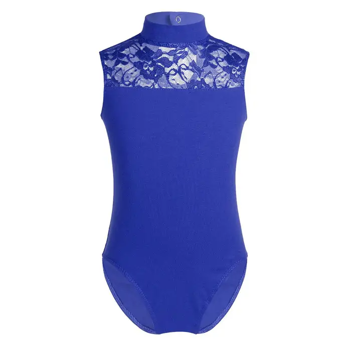iEFiEL Body da balletto da ragazza senza maniche in pizzo costume da ballo ginnastica yoga abbigliamento da ballo costume 13-14 Years blu