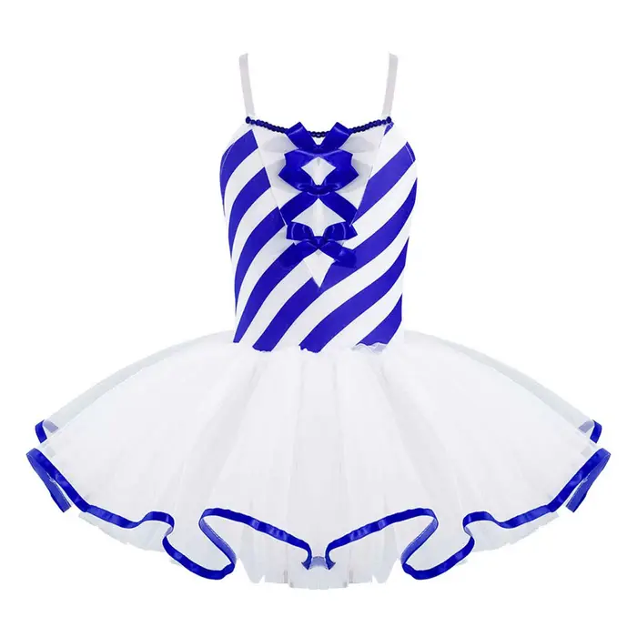 Costume da Babbo Natale per bambina, bastoncino di zucchero, signora, costume da ballo di Natale, pattinaggio su ghiaccio, tutu, body, abbigliamento da ballo 9-10 Years blu