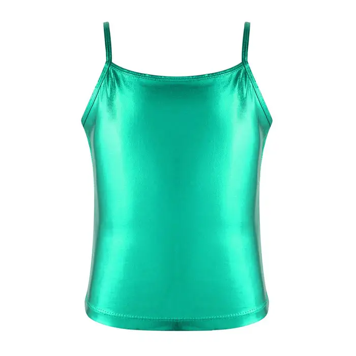 iEFiEL Top Canotta a Spalline Metallizzato Lucido Bambina Danza Classica Competizione Attivo Ginnastica Abbigliamento da Spiaggia