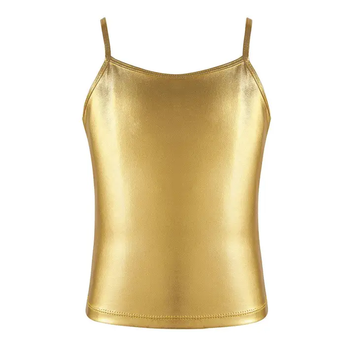 iEFiEL Top Canotta a Spalline Metallizzato Lucido Bambina Danza Classica Competizione Attivo Ginnastica Abbigliamento da Spiaggia