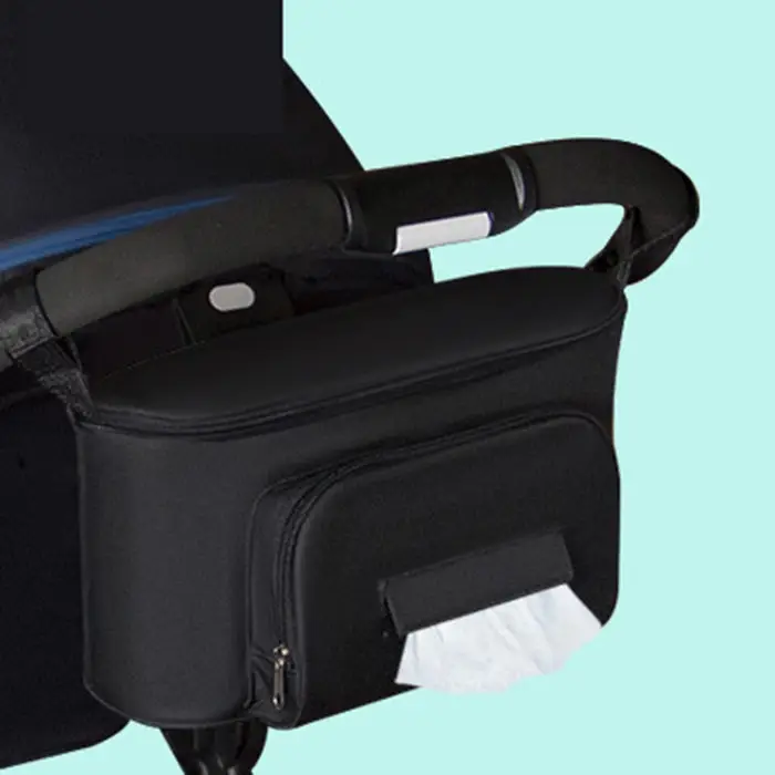 Igeteck Borsa per passeggino Borsa per organizer Colore solido Mama Carriage Buggy Carrozzina Carrello Carrello Gancio Zaino nero
