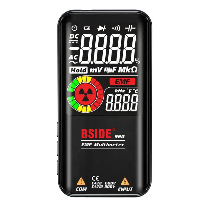 Igeteck BSIDE S20 Multimetro EMF intelligente Rilevatore di radiazioni elettromagnetiche Display a colori da 3,5 pollici nero