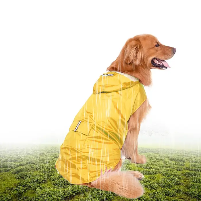 Igeteck Cappotto antipioggia riflettente per cani da compagnia 6XL Impermeabile con foro per guinzaglio per cani di yellow 6XL giallo