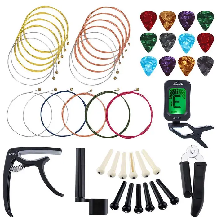 Igeteck Kit di cambio corde per chitarra Kit di accessori per chitarra Strumento multicolore