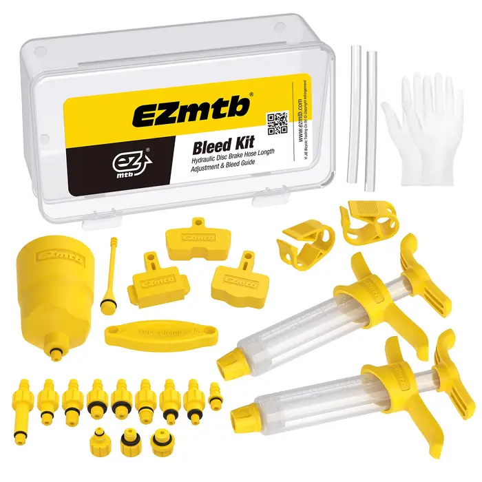 Igeteck Kit di spurgo dei freni Strumento di spurgo dell olio dei freni a disco idraulico della bicicletta giallo