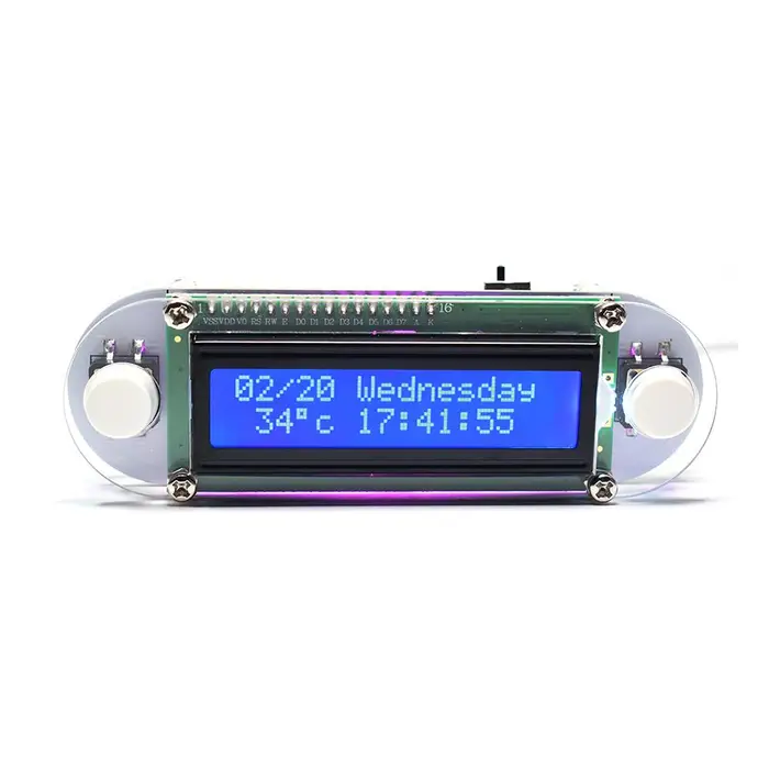 Igeteck Orologio a Vibrazione LCD1602 Effetto Candela Kit Fai da Te Elettronico Digitale Fai da Te multicolore
