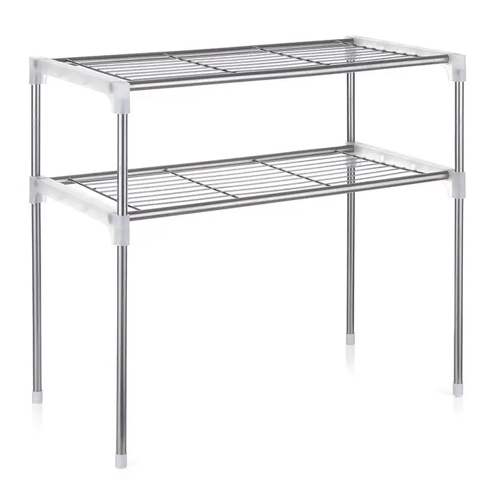 Igeteck Scaffale portaoggetti da cucina multifunzionale a 2 livelli, unità di scaffalatura per forno a microonde 2-Tier