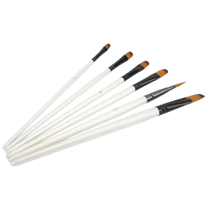 Set di 6 Pennelli da Pittura 6 Misure Fatti a Mano Setole Morbide Due Colori Nylon Bianco Pennelli per Pittura ad Olio per