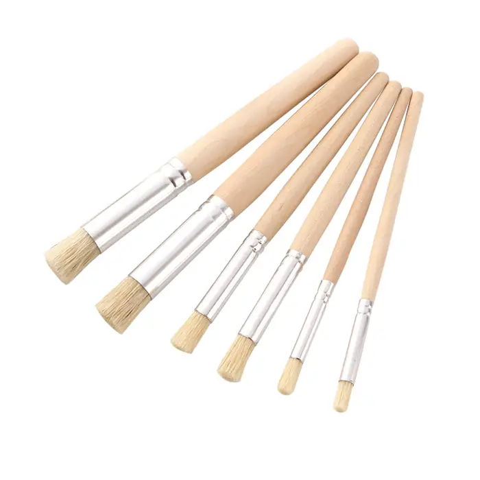 Igeteck Set di pennelli per stencil in legno, set di pennelli per capelli con setole a punta tonda, regalo per materiali artistici facile