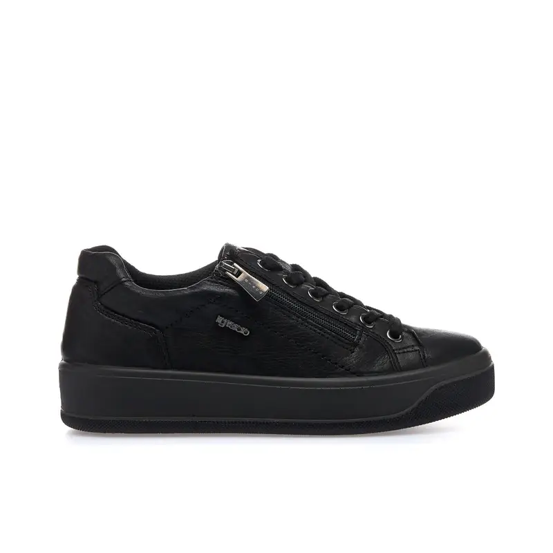 IGI&CO Sneakers nera in pelle con lacci e zip