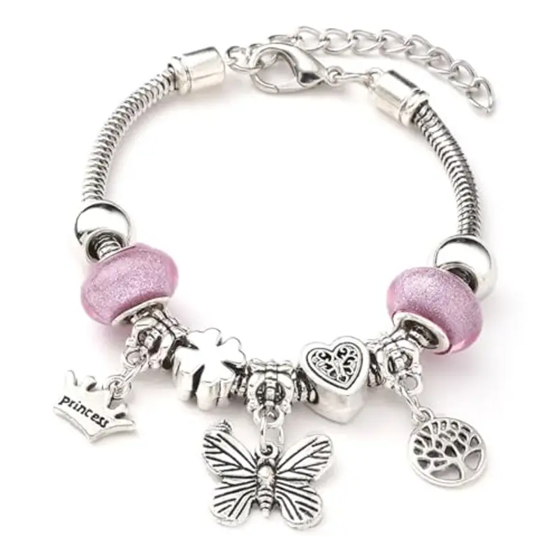 IKOPFLN Farfalla Bracciale, Ciondolo Ragazze Bracciale, Bracciale Perla Ragazze, Bracciale Donna Regolabile, regali per ragazze