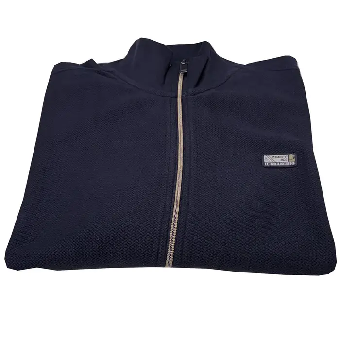 Il Granchio Felpa aperta effetto terry 132 uomo blu