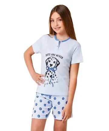 Il Granchio Pigiama corto da bambina in jersey di cotone Il Granchietto GP7128