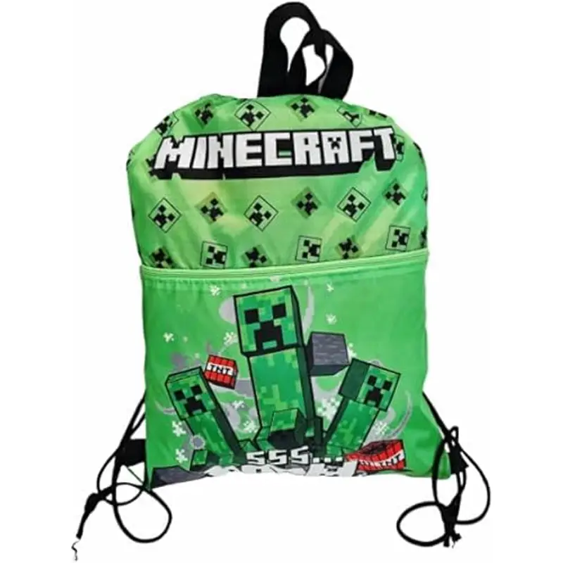ILS I LOVE SHOPPING Sacca Sportiva per Bambino, Borsa Zaino per Asilo, Palestra, Piscina, Viaggio, Portascarpe (per MINECRAFT Creeper)