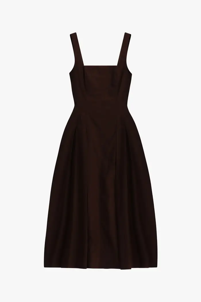 Abito midi con spalline e scollo quadrato Moro