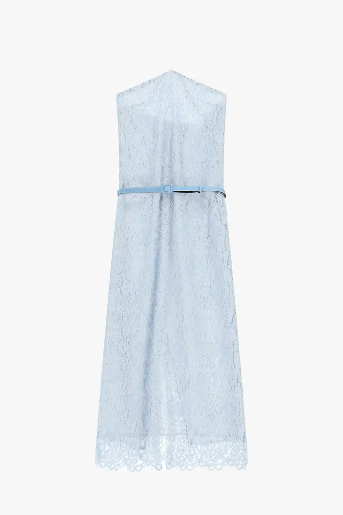 Abito midi in pizzo con cintura sottile Sky