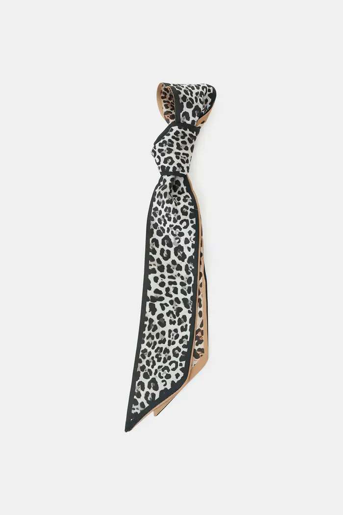 Altri accessori con stampa animalier e profili a contrasto Beige