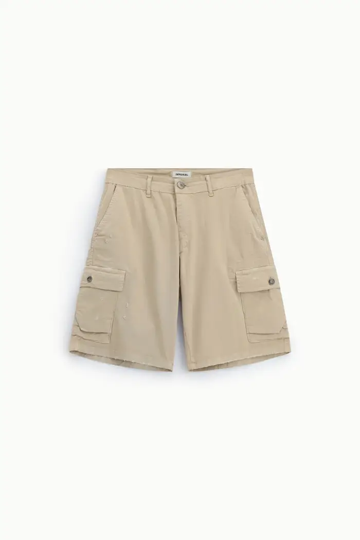 Bermuda cargo con tasche laterali e passanti Beige