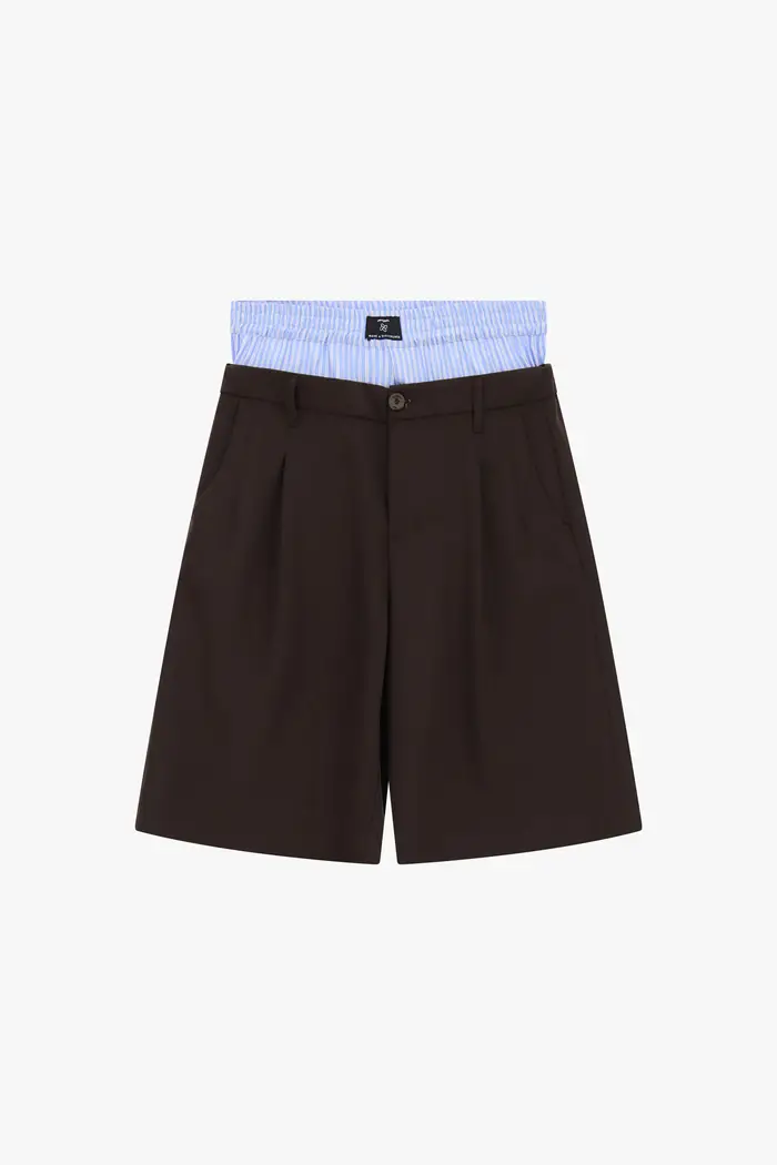 Bermuda chino-fit vita elasticizzata con pinces Caffe