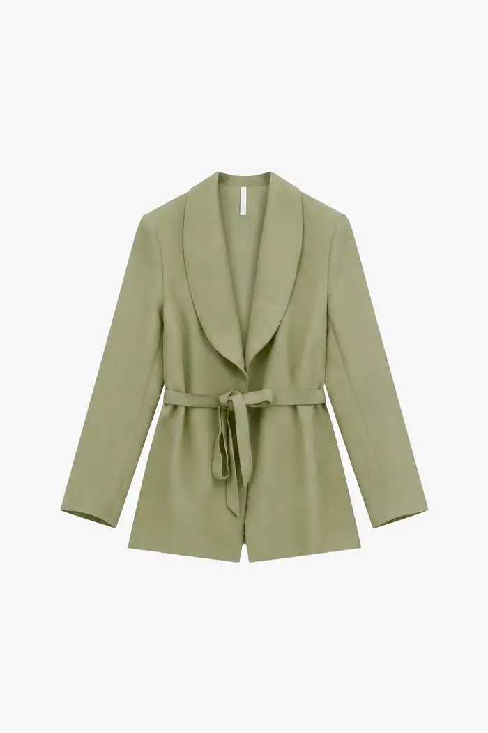 Imperial Blazer con collo sciallato e cintura annodata Sea grass