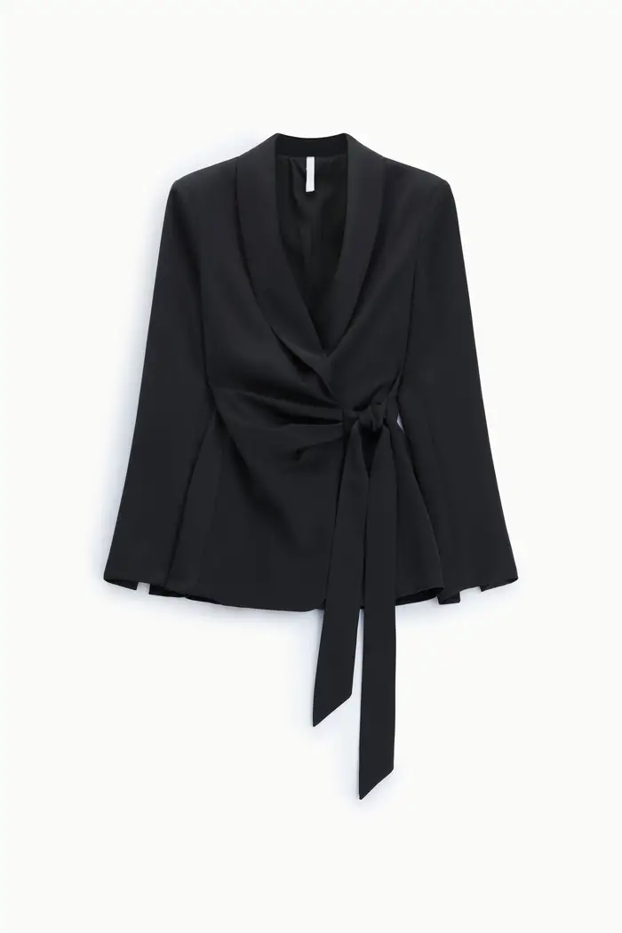 Imperial Blazer con revers sciallato e cintura laterale Nero