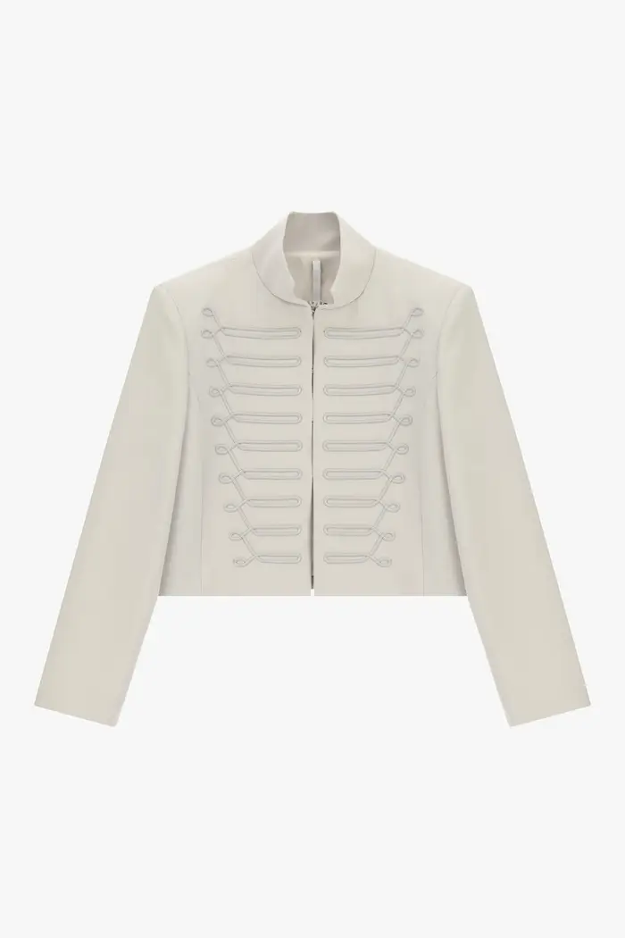 Blazer corto con zip e motivo tubolare Ghiaccio