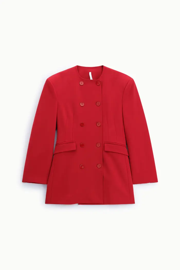 Imperial Blazer doppio petto senza revers con tasche Rosso