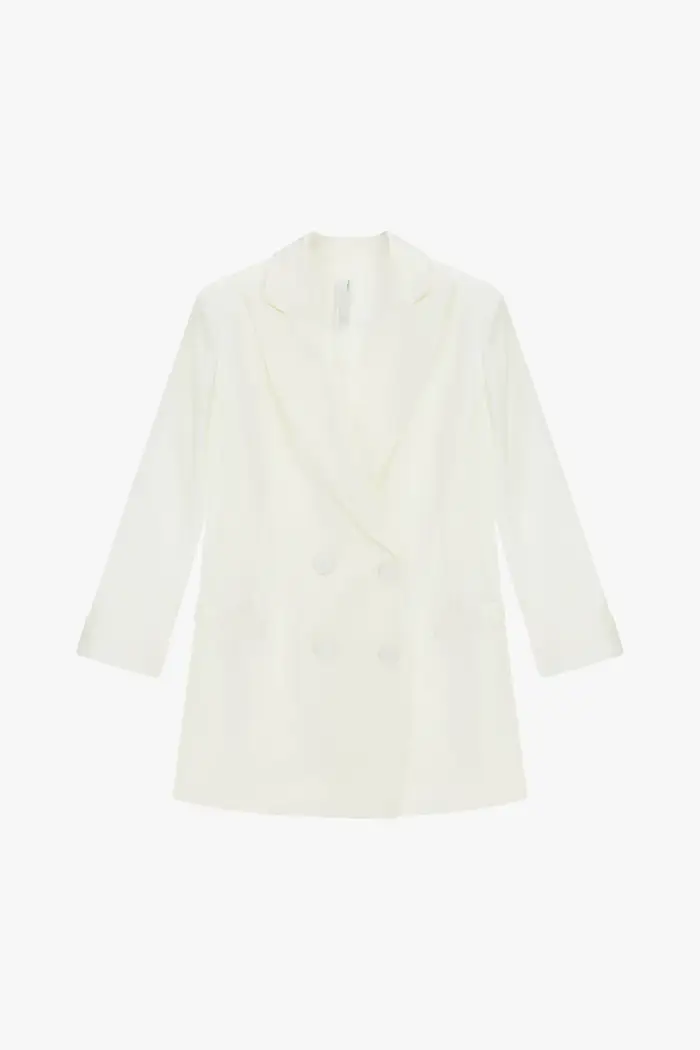 Blazer doppiopetto con maniche tre quarti Latte