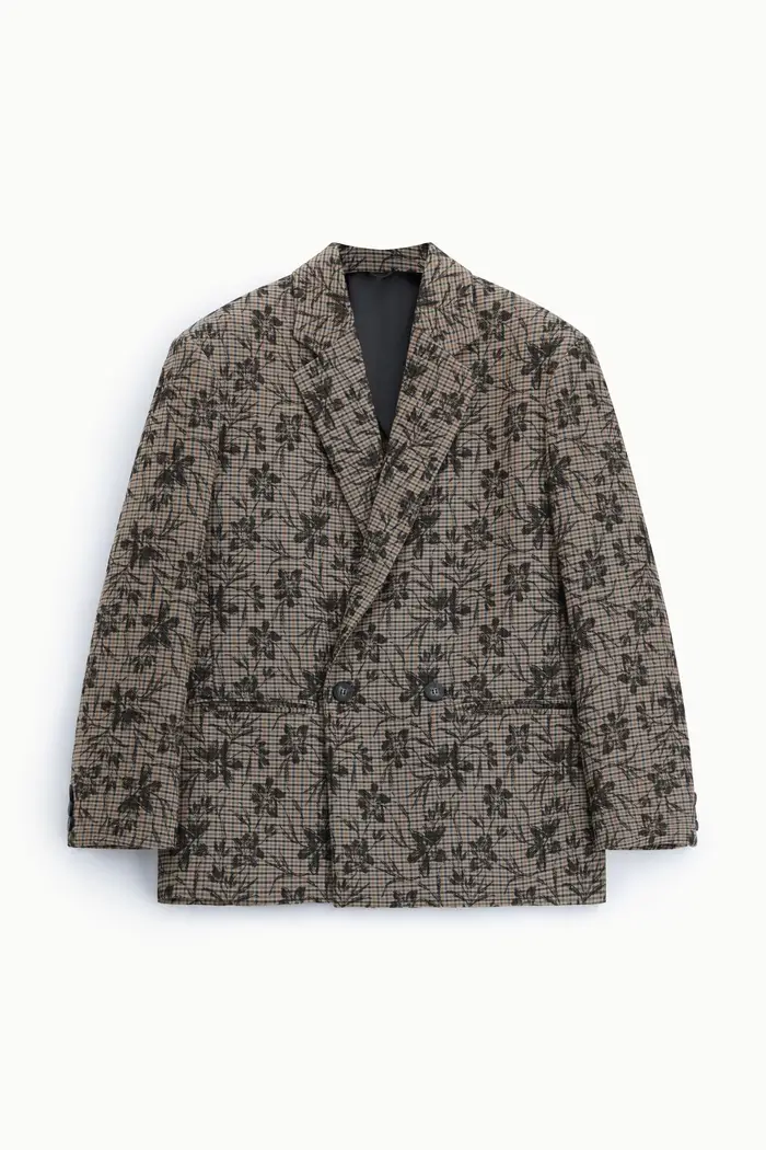 Imperial Blazer doppiopetto motivo stampato a quadri e fiori Moro