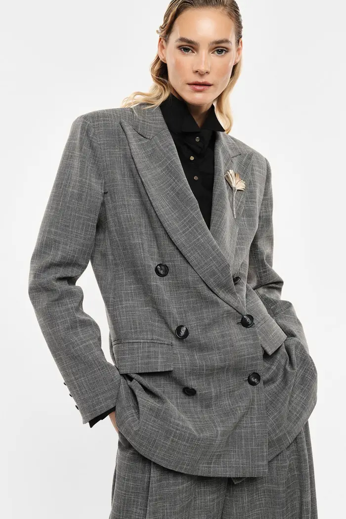 Imperial Blazer doppiopetto stampa micro check Grigio