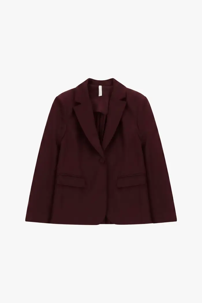 Imperial Blazer monopetto con pieghe e dettaglio catena Plum noir