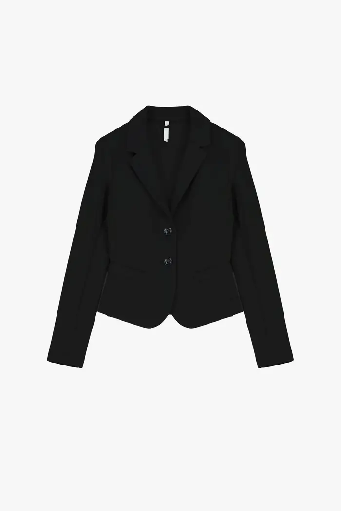 Blazer monopetto corto con tasche a filetto Nero
