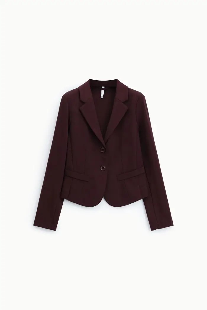 Imperial Blazer monopetto corto con tasche a filetto Plum noir