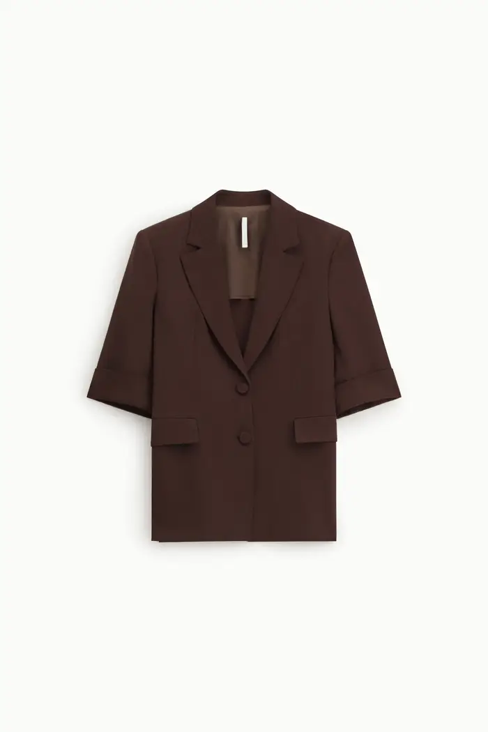 Blazer monopetto maniche corte spacchi laterali Caffe