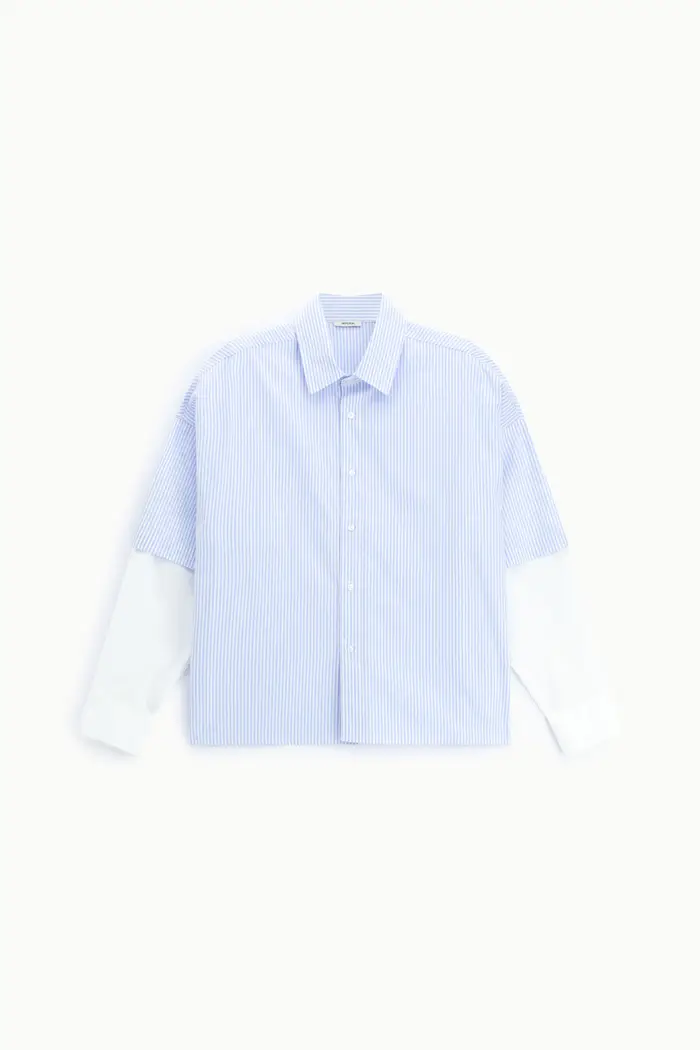 Imperial Camicia a righe con maniche sovrapposte Bianco