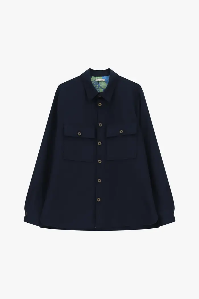 Camicia classica con tasche frontali applicate Navy