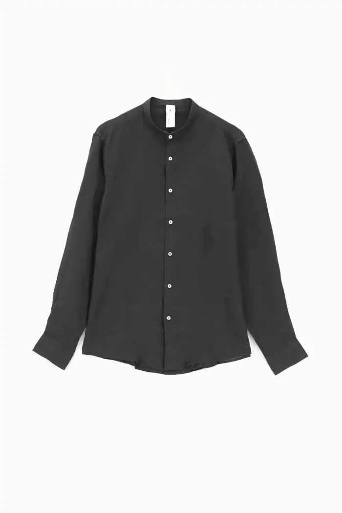 Imperial Camicia collo coreano manica lunga tinta unita Nero