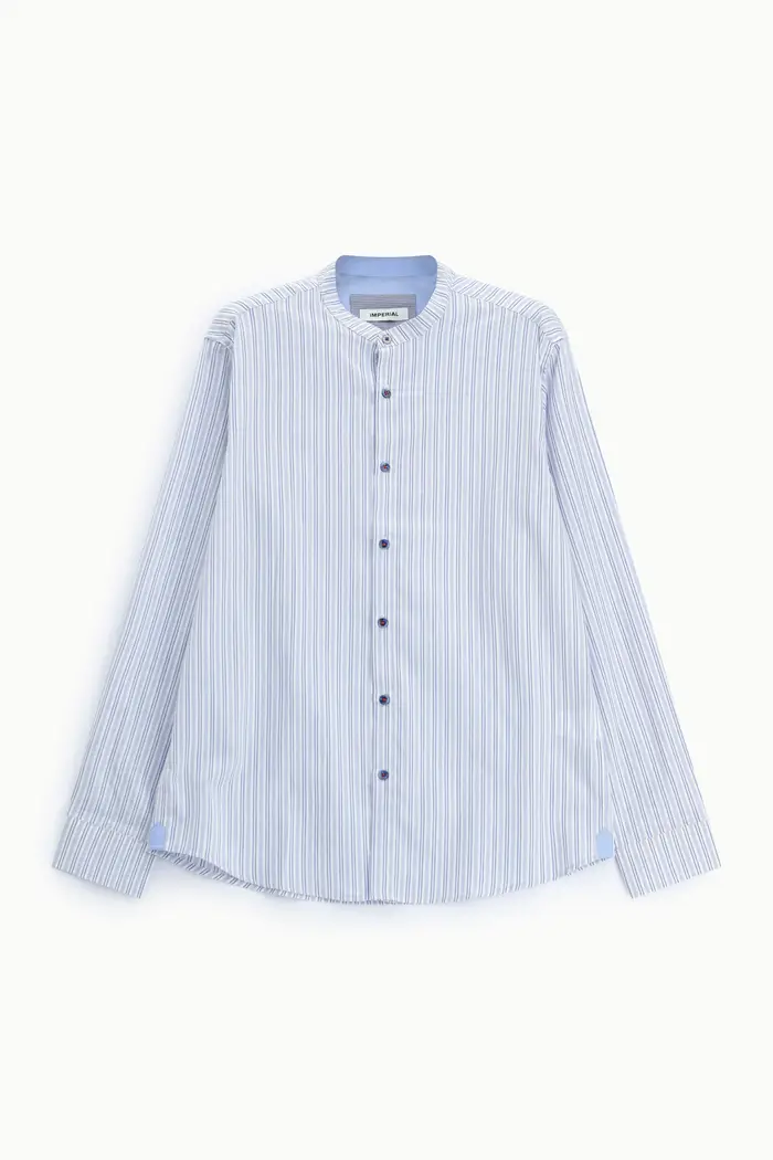 Imperial Camicia con righe e colletto coreano chiusura bottoni Bianco