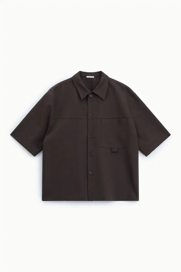 Camicia manica corta taschino petto chiusura bottoni Caffe
